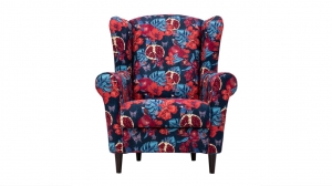 Z jakiego materiału nowoczesny fotel w kwiatowe wzory?